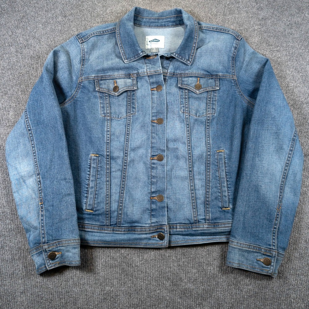 Old Navy Classic Denim Jacket Womens XL Blue Medium Wash Stretch Trucker Coat